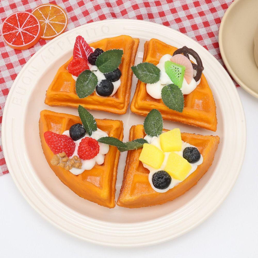 Creative Hand Relax Simulation Bread Squeeze Food Shape Triangular Waffle Bread Squeeze Pu Pinch Sensory Fidget Adults