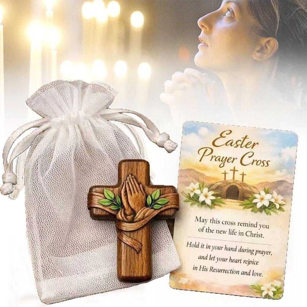 A Pocket-Sized Sanctuary Wooden Pocket with Drawstring Bag with Pouch Pocket-Sized Wooden Pocket Cross Gift DIY Craft Card