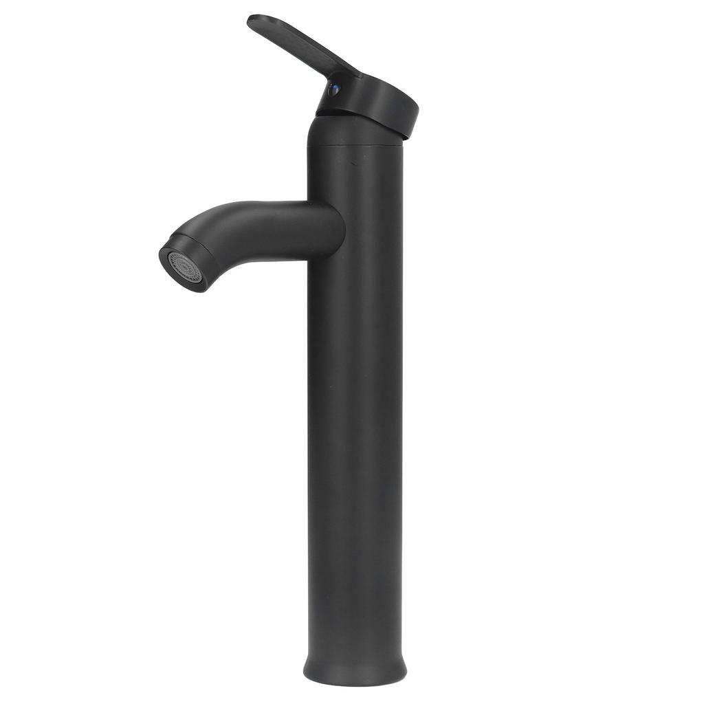 Schwarzer Wasserhahn Badezimmer G1/2 Edelstahl Einfache Bedienung Mattschwarz Hoher Waschtischarmatur mit 2