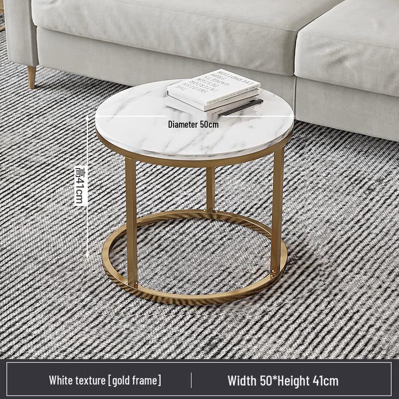 Round Coffee Table for Living Room, Sofa Side Table, Small Apartment or Balcony, Modern Light Luxury Tea Table.