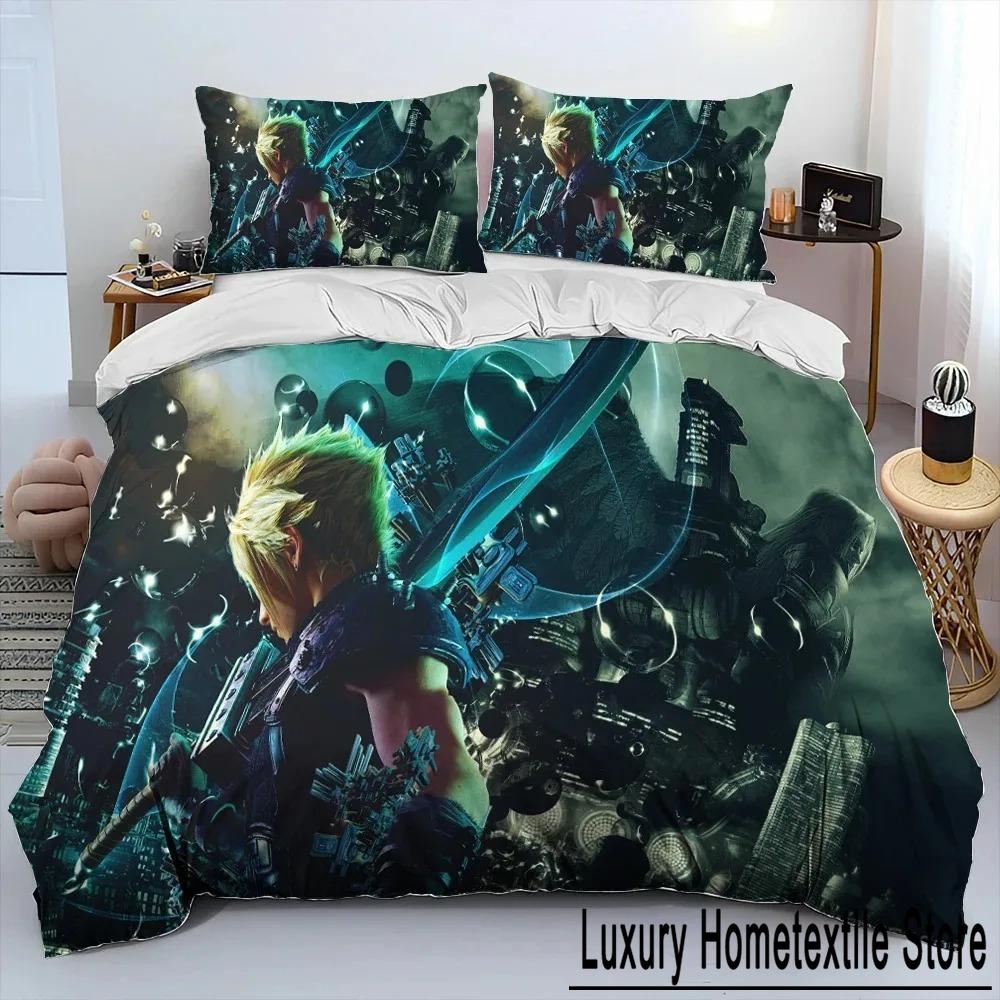 Final Fantasy Series Spill Tegneserie Dyne Sengetøy Sett, Dynetrekk Sengesett Dynetrekk Putetrekk, King Queen Size Sengetøy Sett
