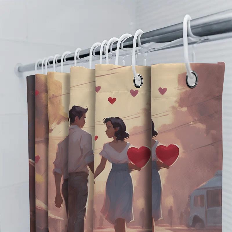 Romantic Couple Shower Curtain | Love-Themed Bathroom Decor