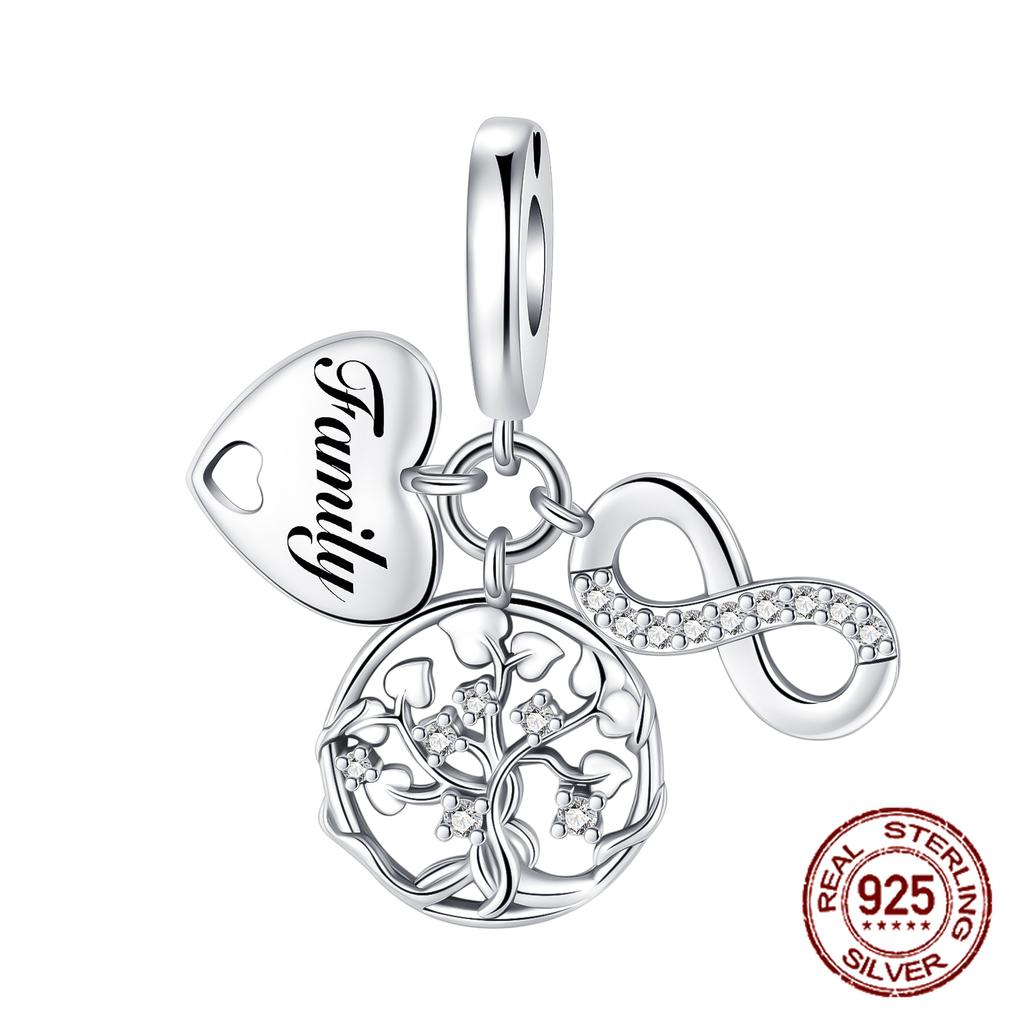 Double Sided Heart Sisters Charm Copper Tree Of Life Family Dangle Pendant Fit Bracelet Necklace Diy Jewelry