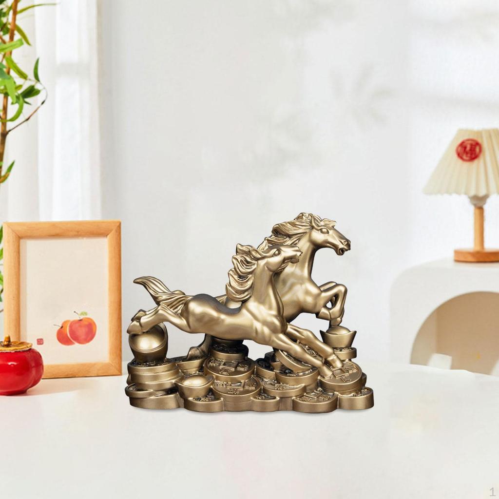 Horse Statue Artwork Resin Figurine Sculpture for Cabinet Tabletop Bedroom Office Desk