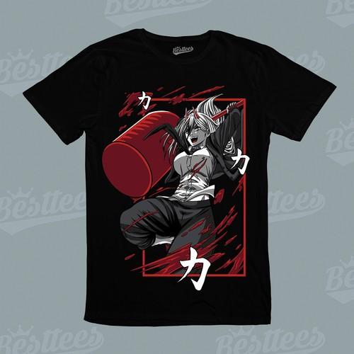 Mens/ Womens/Kids Japanese Anime Chainsaw Man Power Blood Strike Devil T-Shirt S разноцветный