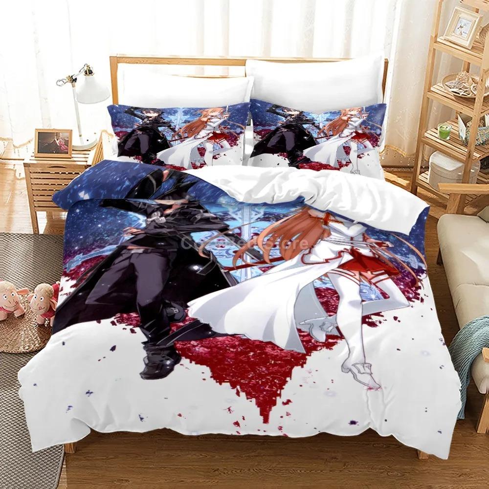

Комплект постельного белья с аниме Sword Art Online Kirito 3d Duvet Cover Twin Queen King Single Size Fashion Luxury Bedroom Decor Kids Gift EU Single 135x200cm