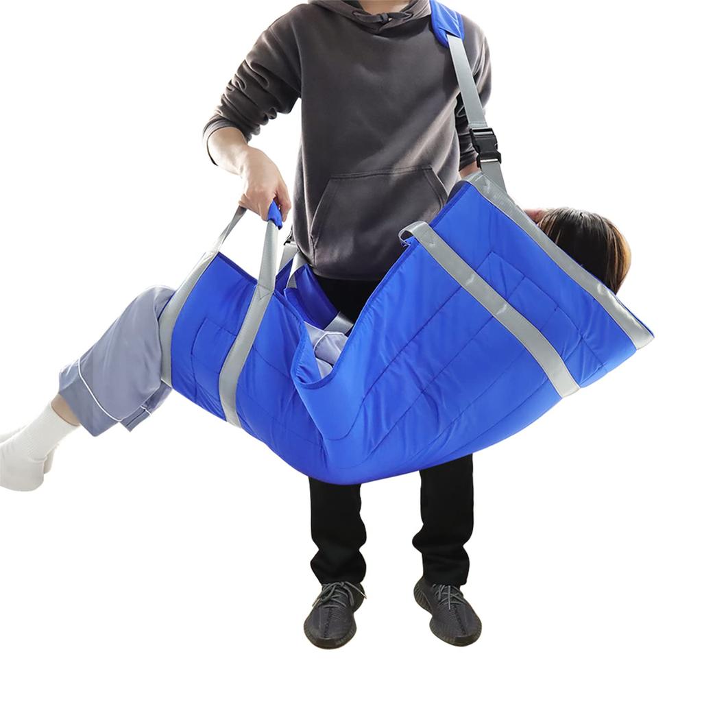 LOSCHEN Portable Transfer Sheet for Patients and Elderly People, 4-Handle Stretcher, Single/Double Person Care Lift, Reduces Burden, 105*72cm (Blue)