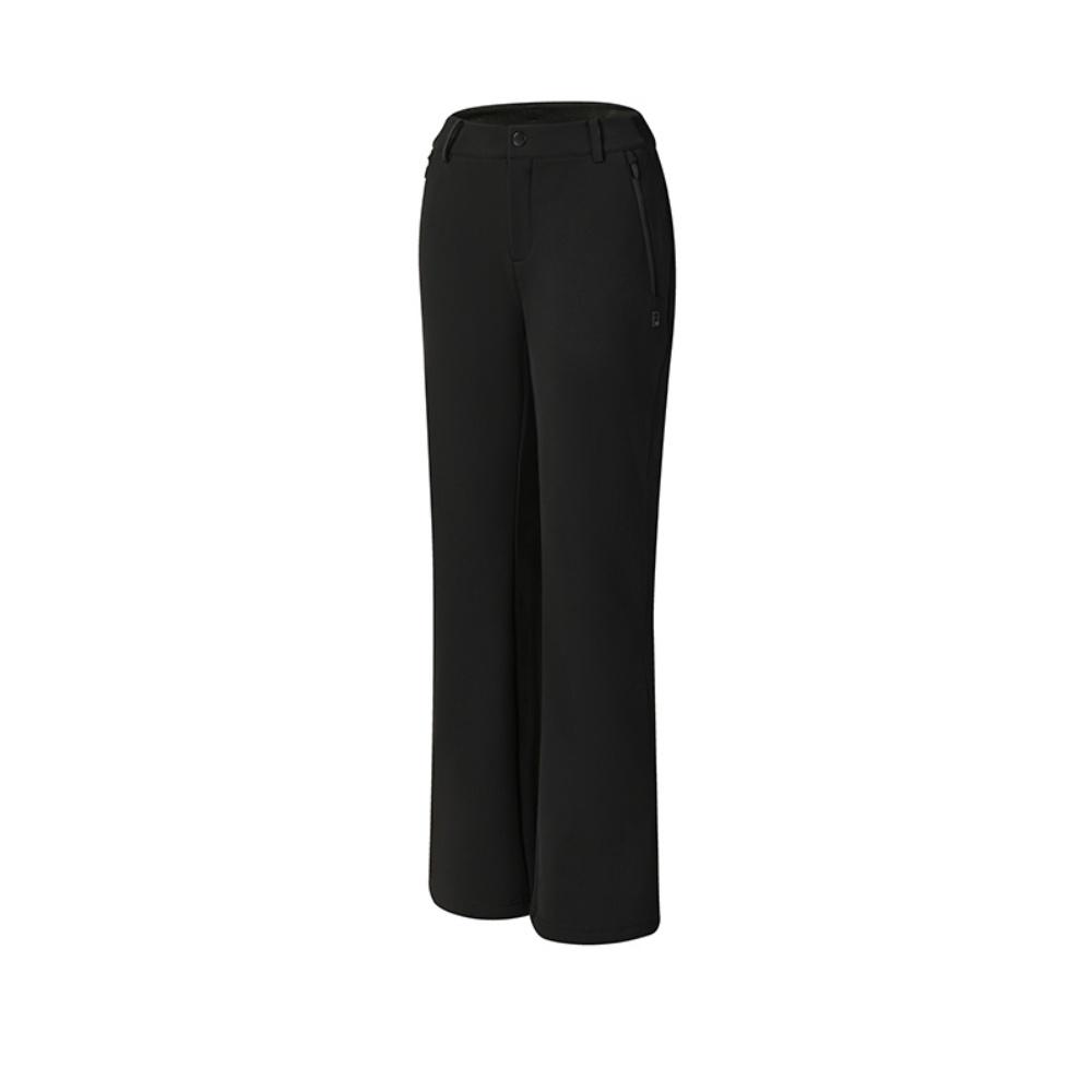 FILA Ski Series Fashion Simple Sports Versatile Fleece Warm Woven Casual Pants Women bottoms Deep-Black A11W546801FBK