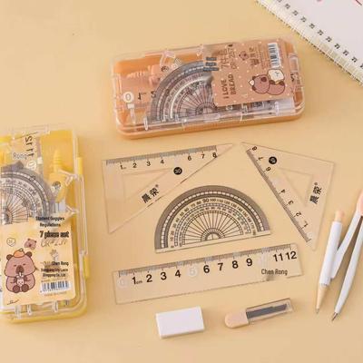 Chengrong Metal Drawing Compass with Replaceable B Lead, Push-Button Lead Extension, for Elementary To High School Students
