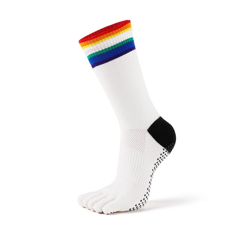 MEIKAN Women s Non-slip Cotton Five-Toe Micro-compression Mid-calf Yoga Socks 35-38 белый