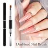 LINMANDA Gel Nail Brush Stainless Steel Dual-Ended Nail Art Brushes 2 In 1 Design Flat Gel Nail Art Slice Builder Gel Brush Tool