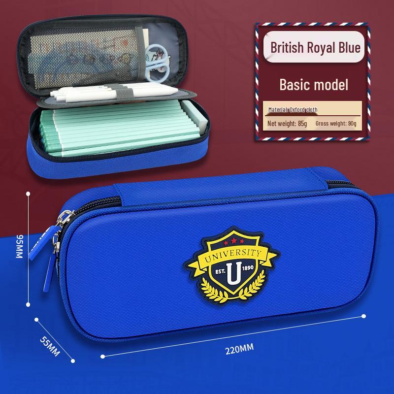 Britischer Stil Dreilagiges Canvas Federmäppchen - Schreibwarentasche mit großem Fassungsvermögen für Studenten