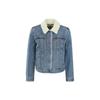 Levis FW22 Solid Color Sherpa Single-Breasted Denim Jacket Women Jackets Blue 36136-0058