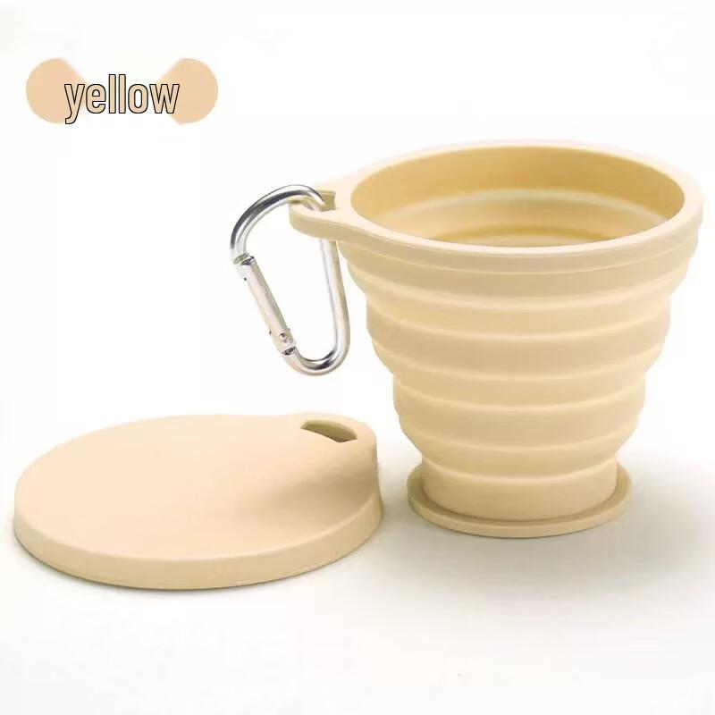 Portable Silicone Collapsible Travel Mug with Hook жёлтый