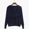 Women's Spring and Fall Cropped Cardigan Clothing Blouses Long Sleeve Korean Knitted Sweater