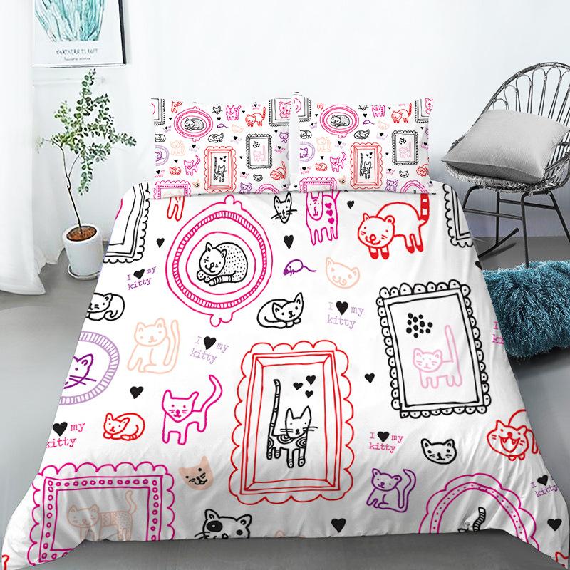 Funny Cartoon Animals Duvet Cover With Pillowcases Bear Chicken Rabbit Lions 3D Print Toddler Bedding Set For Kids Teens Decor