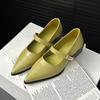 2025 spring new French temperament Mary Jane shoes women's word with Korean version commuter pointed thick heel versatile single shoes