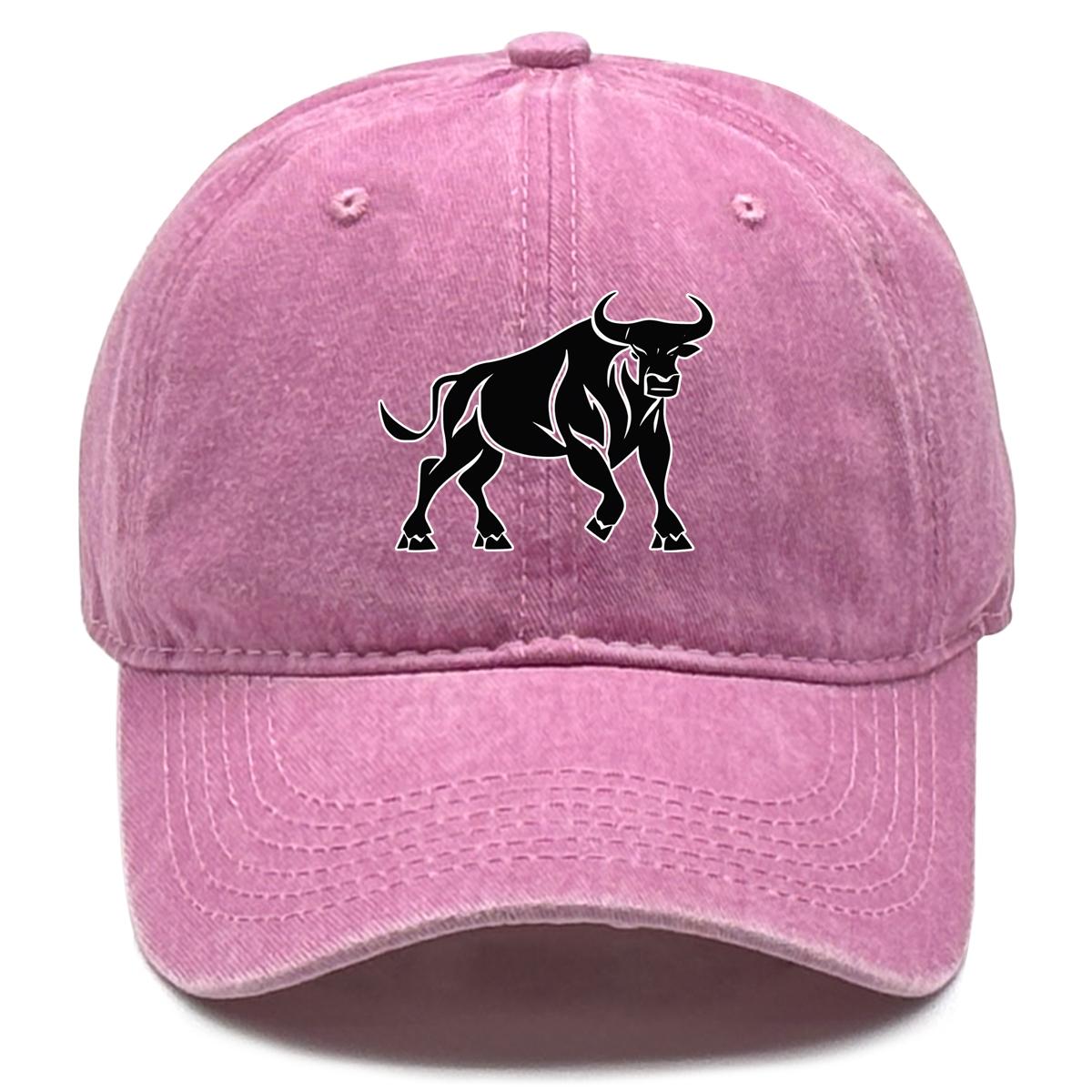 

Black Bull Print Adjustable Baseball Cap, Animal Sports Hat Vintage-Inspired Adjustable Buckle Sun Protective Sun Visor Snapback Baseball Hat as the picture розовый