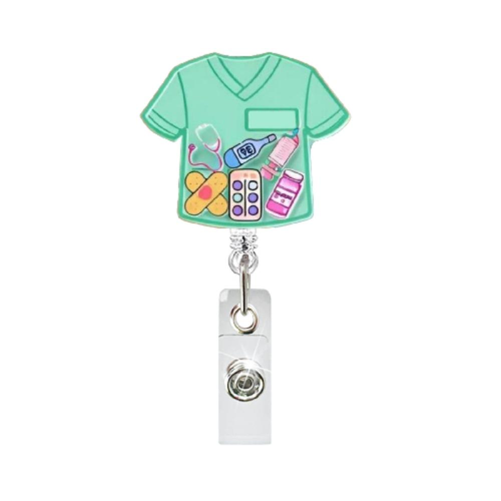 Nouveau Badge Rétractable en Acrylique de Dessin Animé pour Fournitures Médicales avec Clip Alligator Rotatif à 360° Porte-Nom
