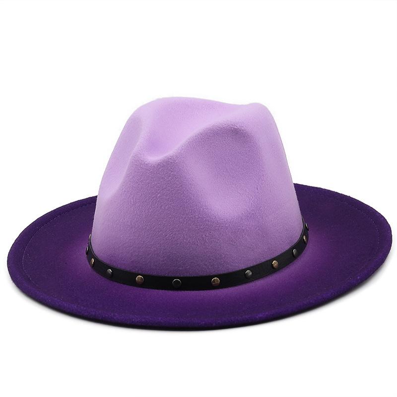 European, American and British style men and women's new spray-painted jazz woolen hat autumn and winter fashion big eaves hat
