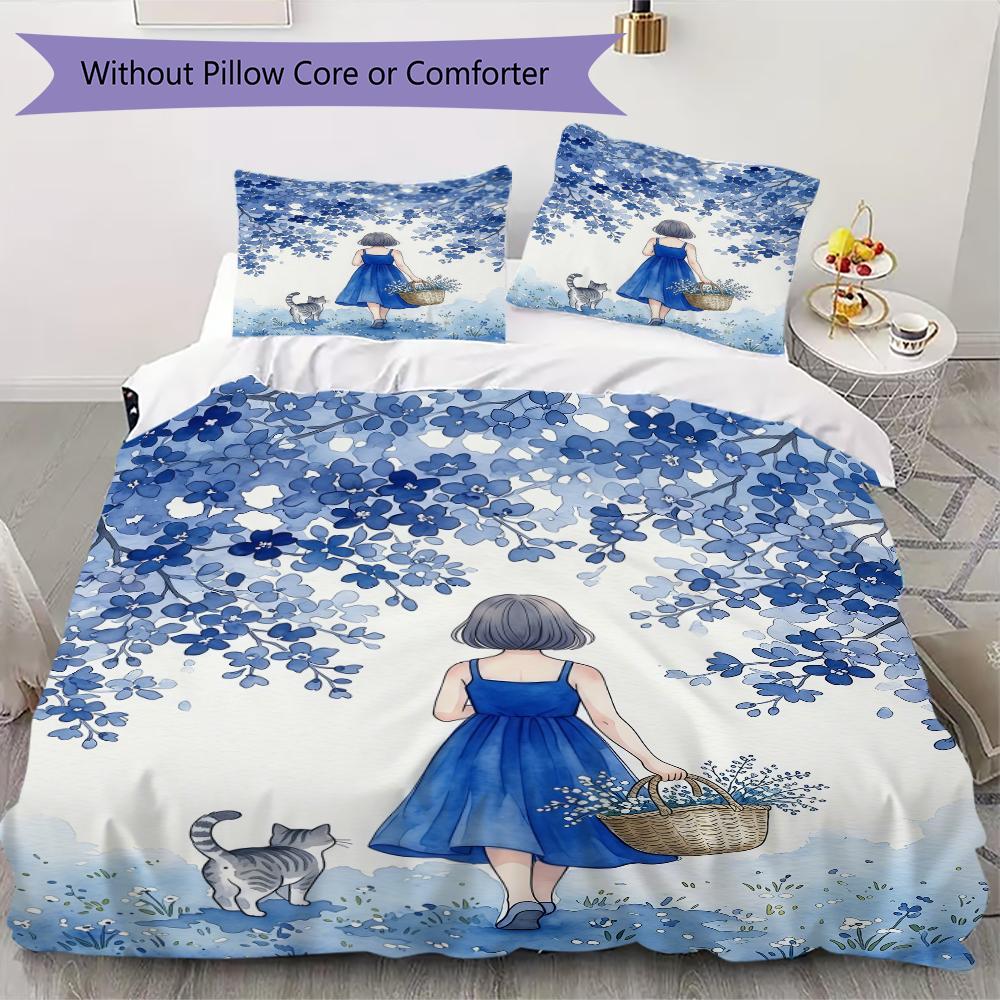 Watercolor style Pattern Bedding uilt Set uilt Cover Pillowcase Home Decoration Birthday Gift (1 * duvet cover + 2 * pillowcase  without core)