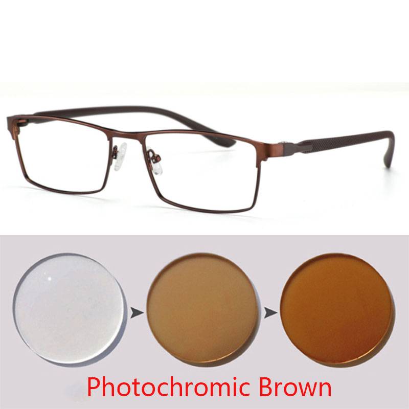 Photochromism Finished Nearsight Myopia Eyeglasses Full Metal Frames Degree Lens Diopters Glasses -1 -1.5 -2 -2.5 -3 -4 To -6