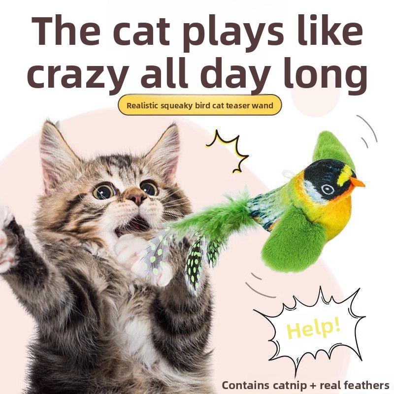 The Pet Cat Toy Emulates The Sound Bird To Amuse The Cat Elastic Rope To Relieve Boredom and Resist Scratching and Biting