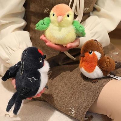 Simulation Plüschvogel Schlüsselanhänger Niedliche Tiervogelpuppe Anhänger Vögel Plüschanhänger Kindergeschenk