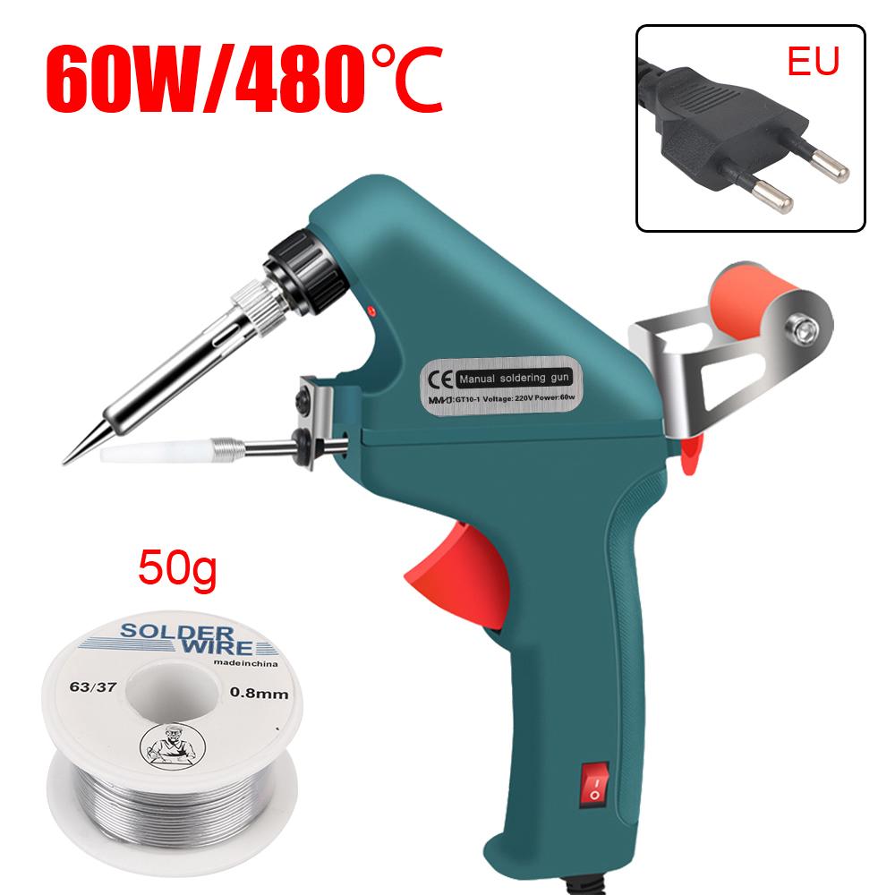 Soldering Iron Gun Automatic Tin Feeding Hand-held Welding Machine Electric Internal Heating EU 220V Welder Equipment Kit 60W