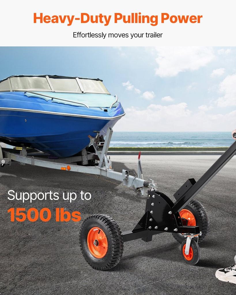 1500lbs 2-in-1 Trailer Dolly 22 and 26 In Adjustable Height 2in Ball with Caster
