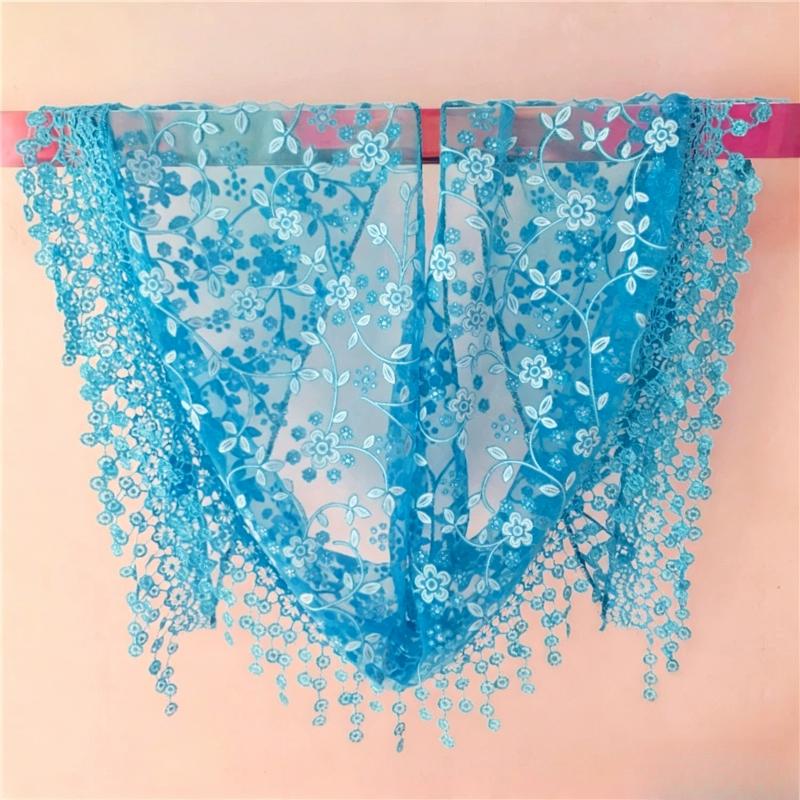 Tassel Triangle Shawl Lace Veil Scarf Bandana Church Prayer Wedding Mantilla Embroidered Headcovering Hijab Women Scarf