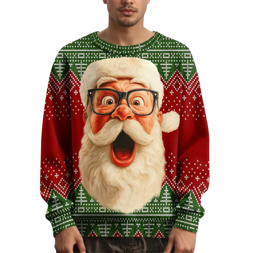 Herren Weihnachts Pullover mit bedrucktem Kragen