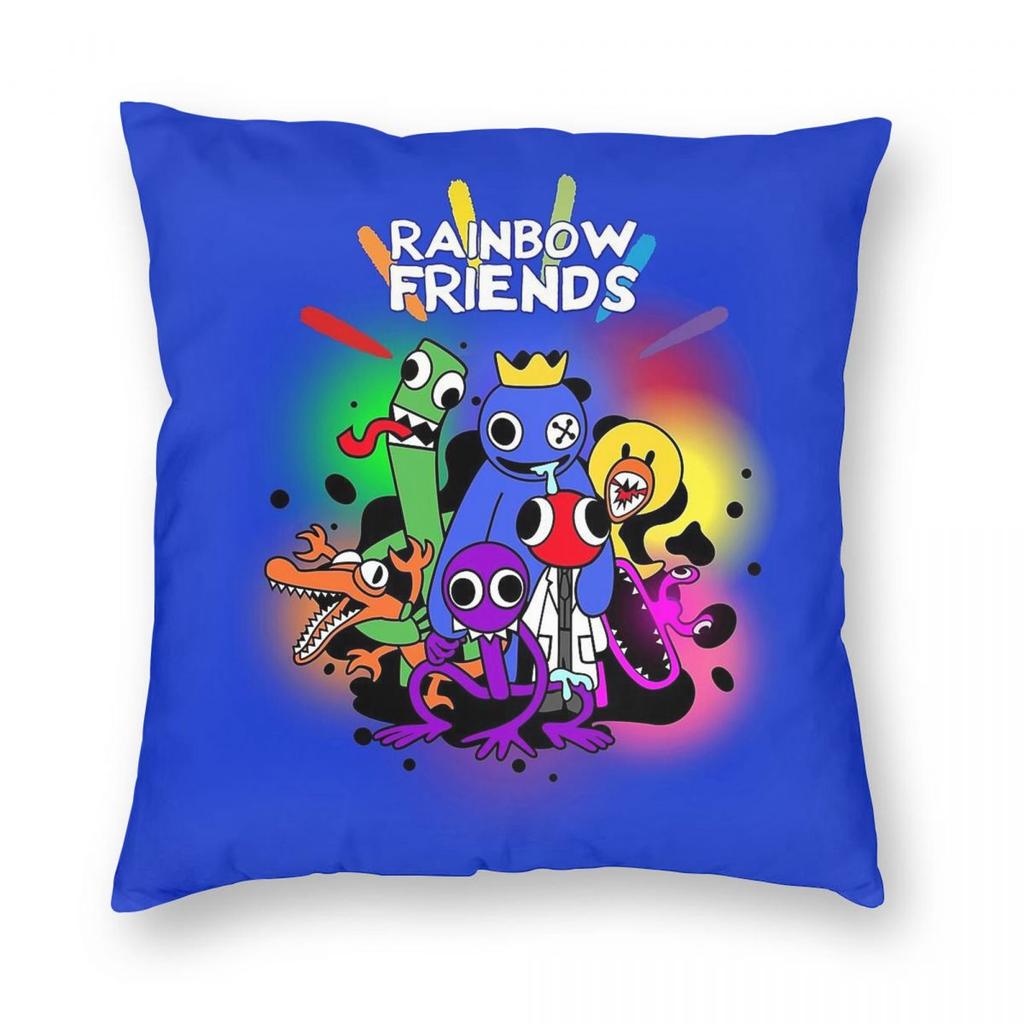 Federa Cuscino Quadrata Funnel Vision Rainbow Friends Poliestere Lino Velluto Fantasia Zip Decorata Federa Cuscino da Arredo Copricuscino per Stanza