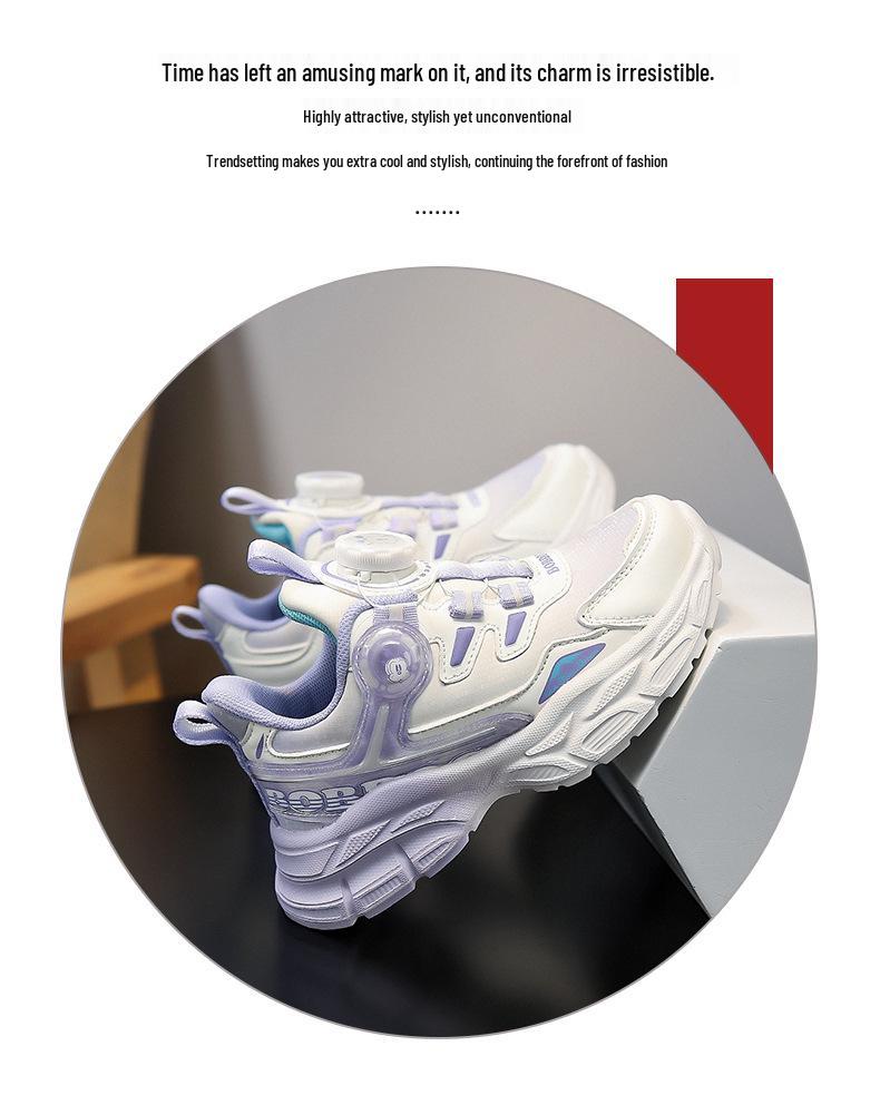 Bobdog Waterproof Fleece-Lined Leather Sneakers for Girls - 2025 Autumn/Winter