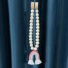 Rideau de perles en bois de rose tendance avec motif de dessin animé arc-en-ciel et flux, boucle magnétique, rideau de maison, sangle de fixation magnétique, corde de fixation