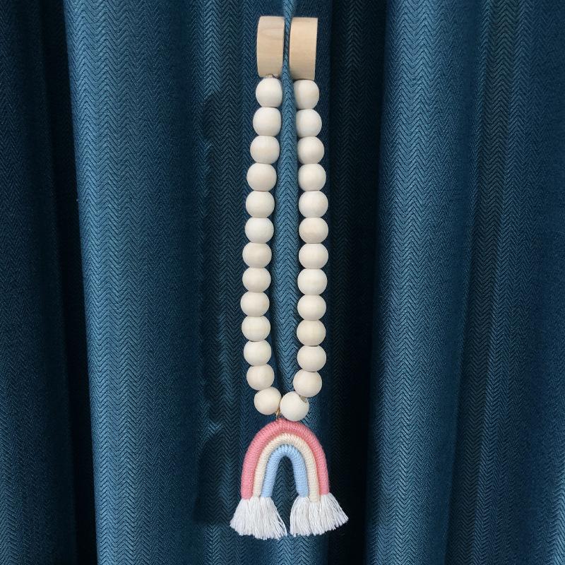 Fashionable Cartoon Rainbow Flow Rosewood Bead Curtain Magnetic Buckle Home Curtain Magnetic Binding Strap Binding Rope