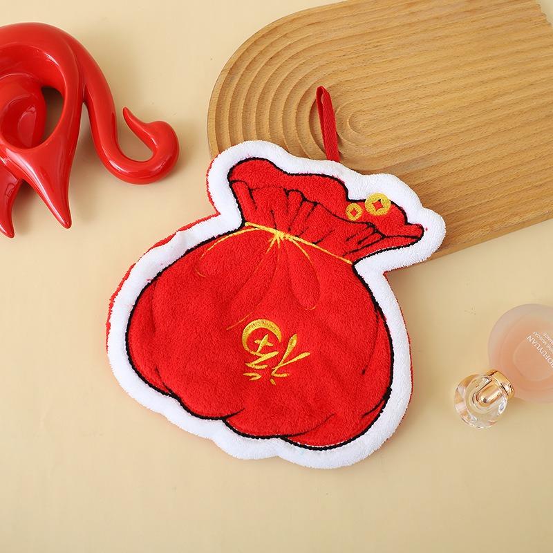 Kids Cartoon Hand Towel Coral Fleece Thick Hanging Towel for Kitchen Bathroom Soft Absorbent Washcloth Children Gift Set with Loop