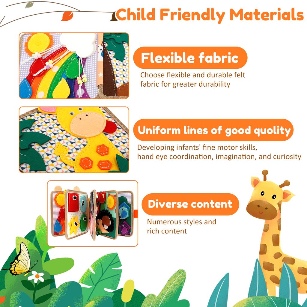 Educational Sensory Toy Animals Sensory Books Early Development Interactive Quiet Books Reusable Felt Book Soft Baby Felt Books