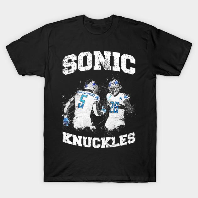 

Men Black Print T-shirt Detroit Lions - Sonic &Amp; Knuckles No-Cut Transfer Paper Print Cotton Tshirt 2XL чорний