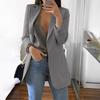 Women Suit Coat Lapel Long Sleeve Open Front Suit Jacket with Pockets Solid Color Slim Fit Office Work Basic Outerwear