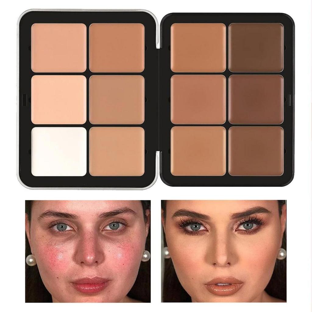 Paleta de Corretivos com 12 Cores e Paleta de Blush com 12 Cores, Maquiagem de Cobertura Total, Longa Duração, À Prova de Manchas, Aparência Natural, Misturável, Blush com Acabamento Matte