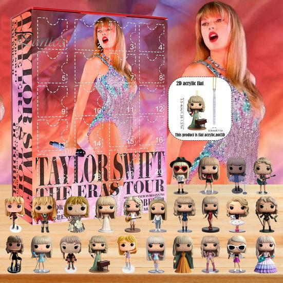 Vánoční adventní kalendář 2024 24 dní Kreslené akrylové figurky Ozdobná sada Vánoční odpočítávací kalendář pro milovníky hudby