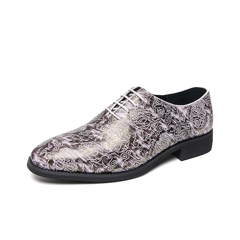 Men s Large Size Retro Patterned Leather Business & Casual Shoes 40 белый