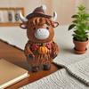 Christmas Highland Cattle Statue Thanksgiving Day Pumpkin Highland Cow Figurine Sculpture Home Office Desktop Decoration Ornament