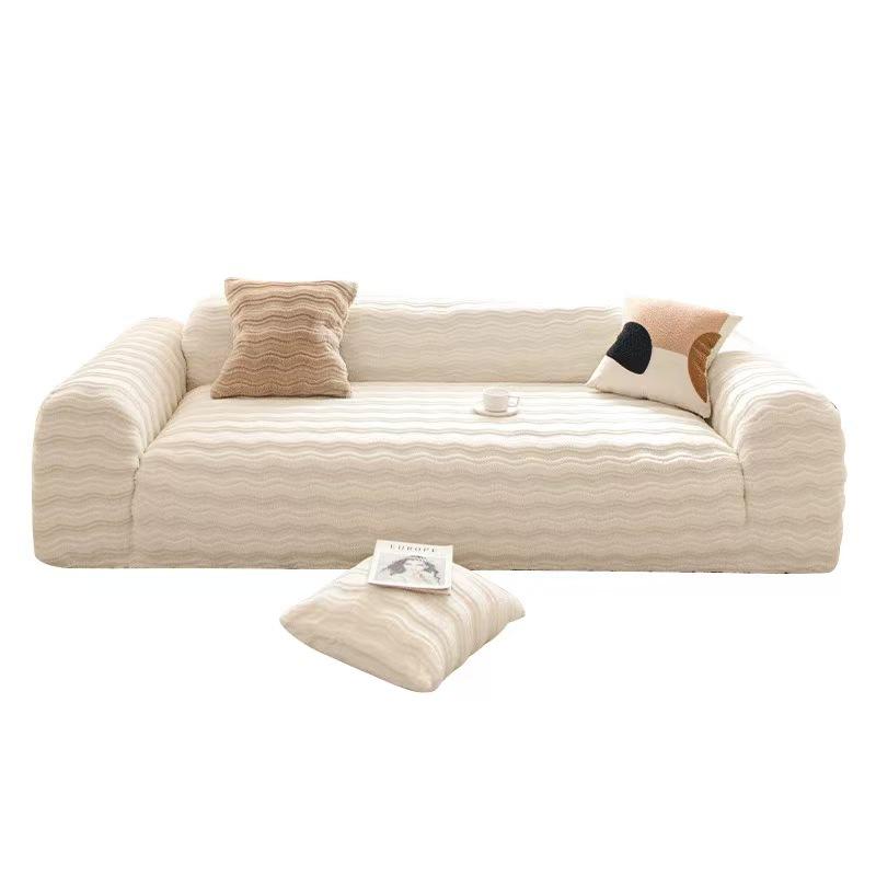 New Sofa Cover with Cream Style Solid Color Plush Sofa Cover Fully Covered with Universal Dust Proof Protective Fabric
