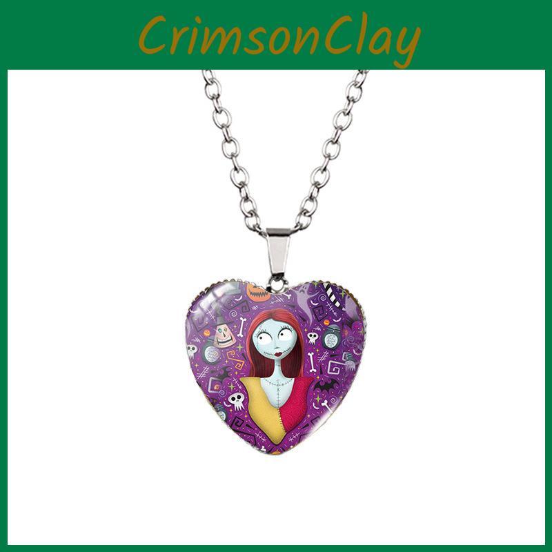 Unique Nightmare Before Christmas Sweater Necklace Heart Shaped Colorful Cartoon Accessories