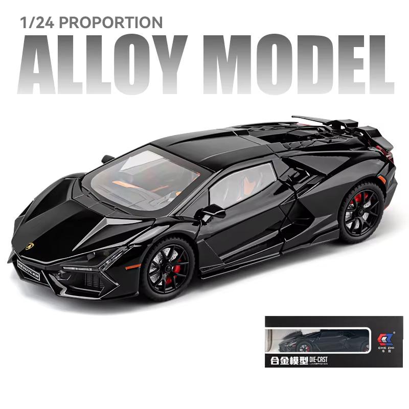 

1:24 Lamborghini Revuelto Alloy Scale Car Model Die Литой металлический миниатюрный автомобиль Звук и свет Коллекция украшений Детская игрушечная машинка Подарок чёрный