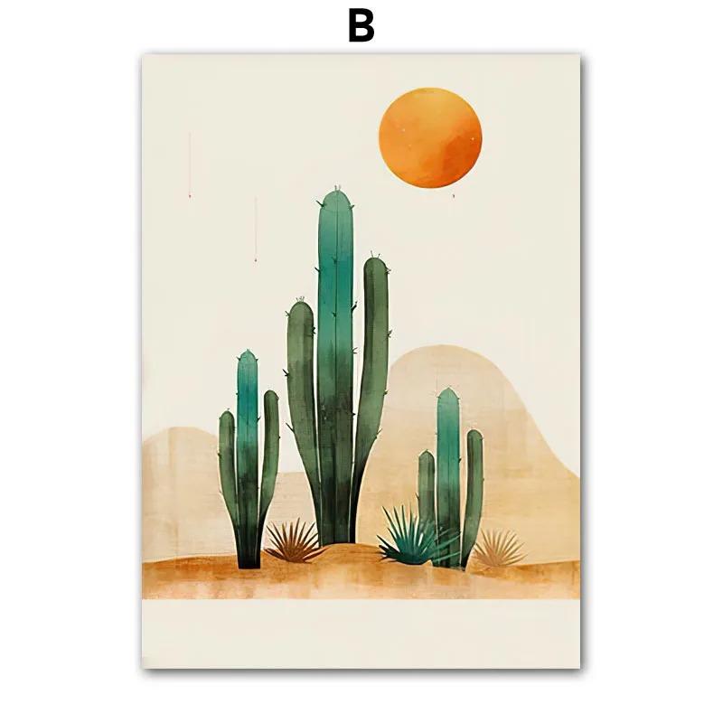 Mural Print Boho Abstract Leaf Cactus Plant Wall Art Canvas Painting Botanical Poster Picture Living Room Home Decor