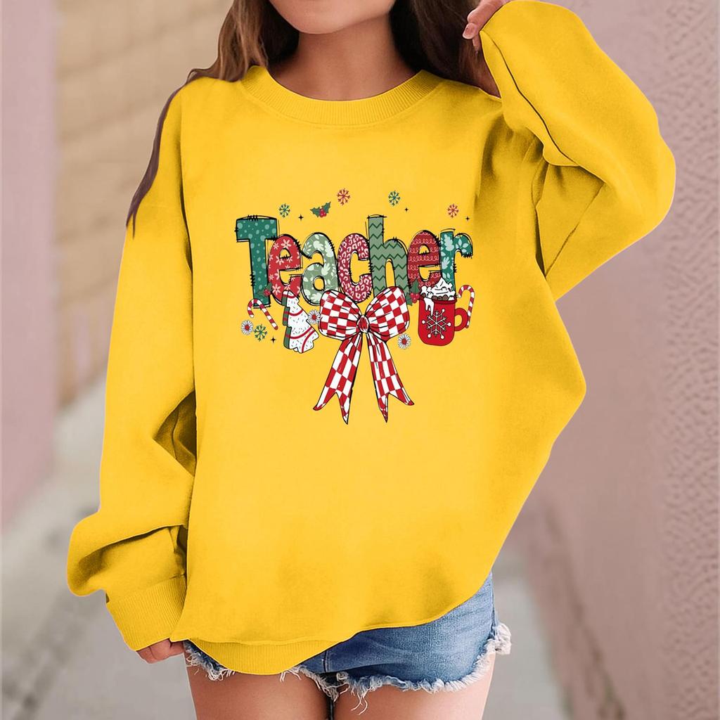 Children's Fashionable Casual Long-sleeved Loose Christmas Print Pullover Sweatshirt