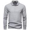 2025 Autumn New Men's Long Sleeved Polo Shirt, Solid Color Men's Top with Lapel, Versatile Polo Shirt for Men